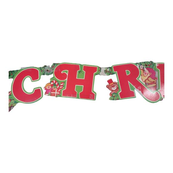 Vintage Swivel Paper Merry Christmas Banner Sign Holiday Decorations Home Decor - Picture 3 of 5